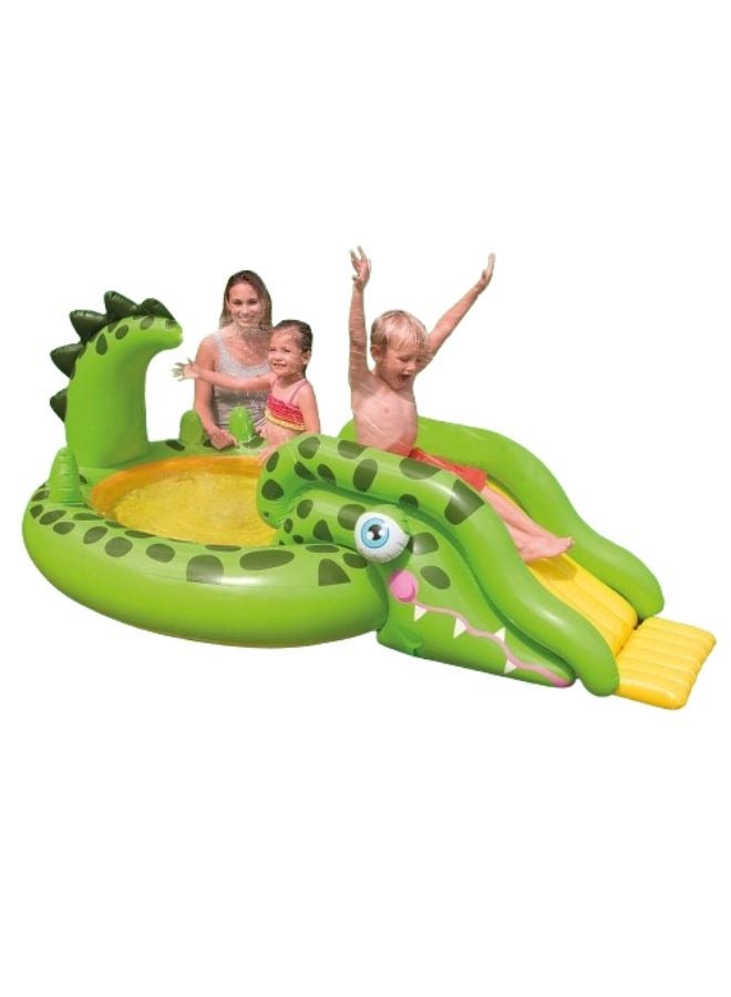Unique Design Crocodile Water Slide Play Center Inflatable Swimming Pool - 251x140x86cm