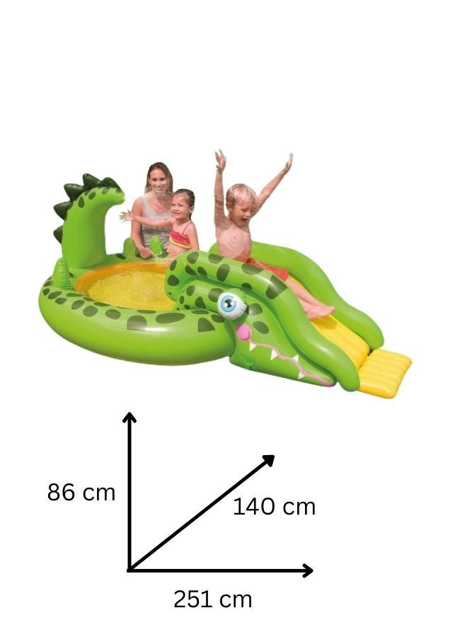 Unique Design Crocodile Water Slide Play Center Inflatable Swimming Pool - 251x140x86cm