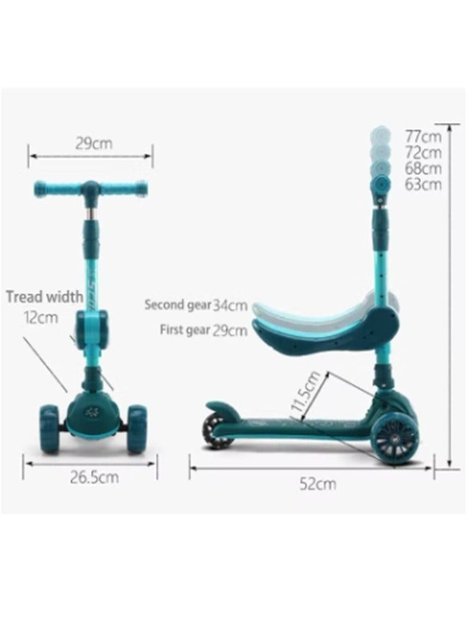 2-12 Years Old 3 In 1 Music Light Mute Wheel Can Sit Children's Scooter