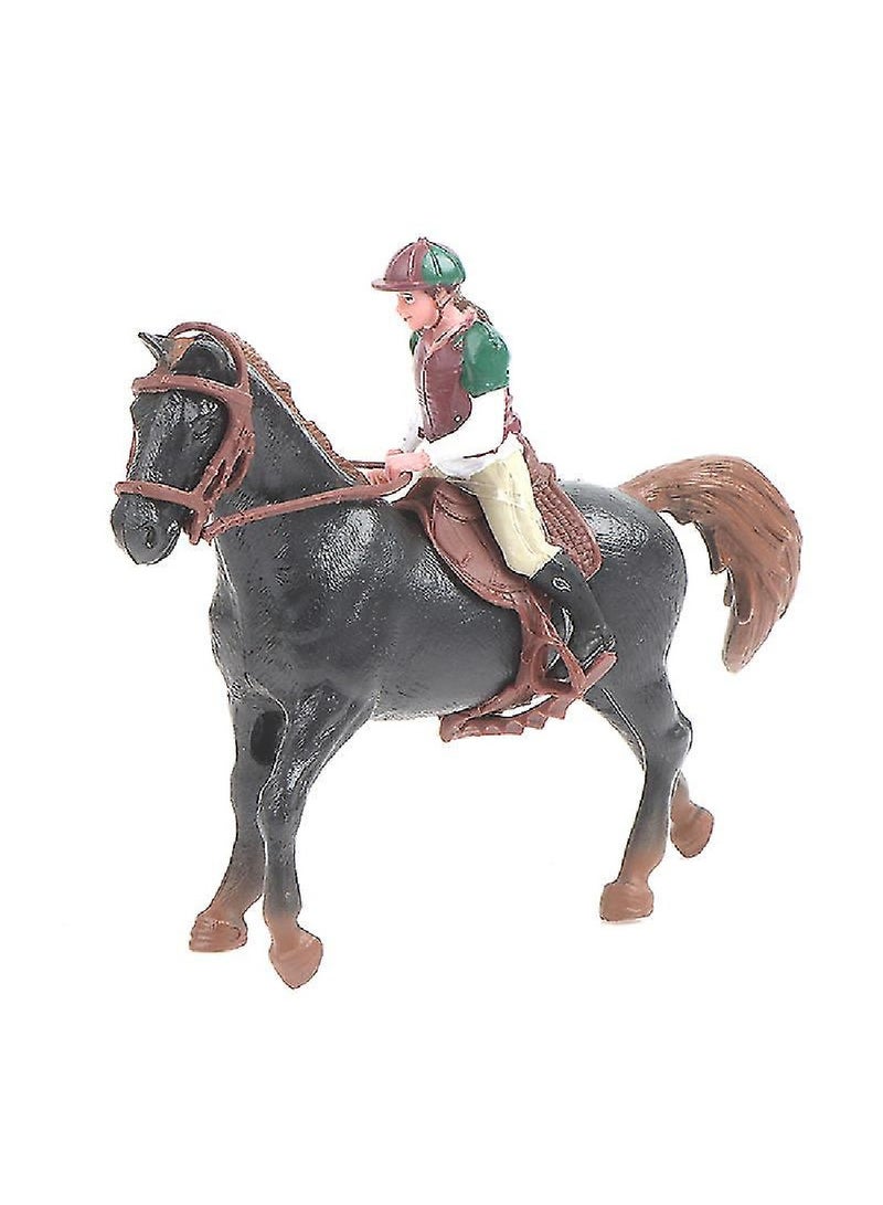 Simulated Mini Animal Black Horse Racing Model Movable Doll Model Toy Gift