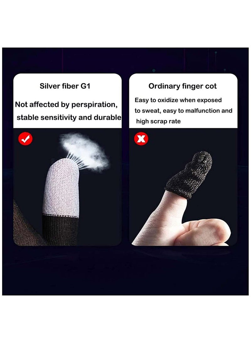 E-Sports Gaming Gloves, Finger Sleeves, Anti-Sweat Breathable, Thumb Sleeves for Highly Sensitive Nano-Silver Fiber Material + Nylon, Touch Screen PUBG Mobile Phone Games Accessories