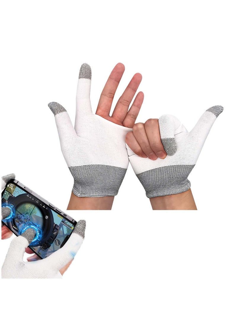 E-Sports Gaming Gloves, Finger Sleeves, Anti-Sweat Breathable, Thumb Sleeves for Highly Sensitive Nano-Silver Fiber Material + Nylon, Touch Screen PUBG Mobile Phone Games Accessories