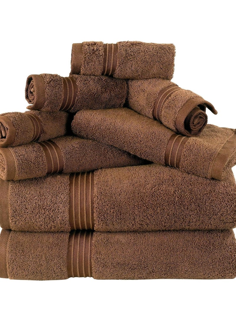 Bliss Casa 8 Piece Towel Set; 2 Bath Towels, 2 Hand Towels and 4 Washcloths - 550 GSM 100% Combed Cotton Quick Dry Highly Absorbent Thick Bathroom Towels - Soft Hotel Quality for Bath and Spa