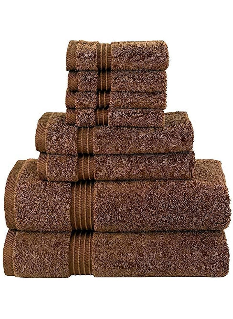 Bliss Casa 8 Piece Towel Set; 2 Bath Towels, 2 Hand Towels and 4 Washcloths - 550 GSM 100% Combed Cotton Quick Dry Highly Absorbent Thick Bathroom Towels - Soft Hotel Quality for Bath and Spa