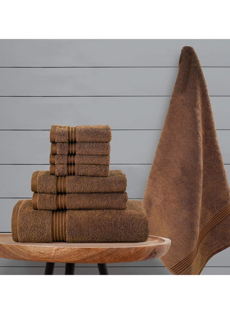 Bliss Casa 8 Piece Towel Set; 2 Bath Towels, 2 Hand Towels and 4 Washcloths - 550 GSM 100% Combed Cotton Quick Dry Highly Absorbent Thick Bathroom Towels - Soft Hotel Quality for Bath and Spa