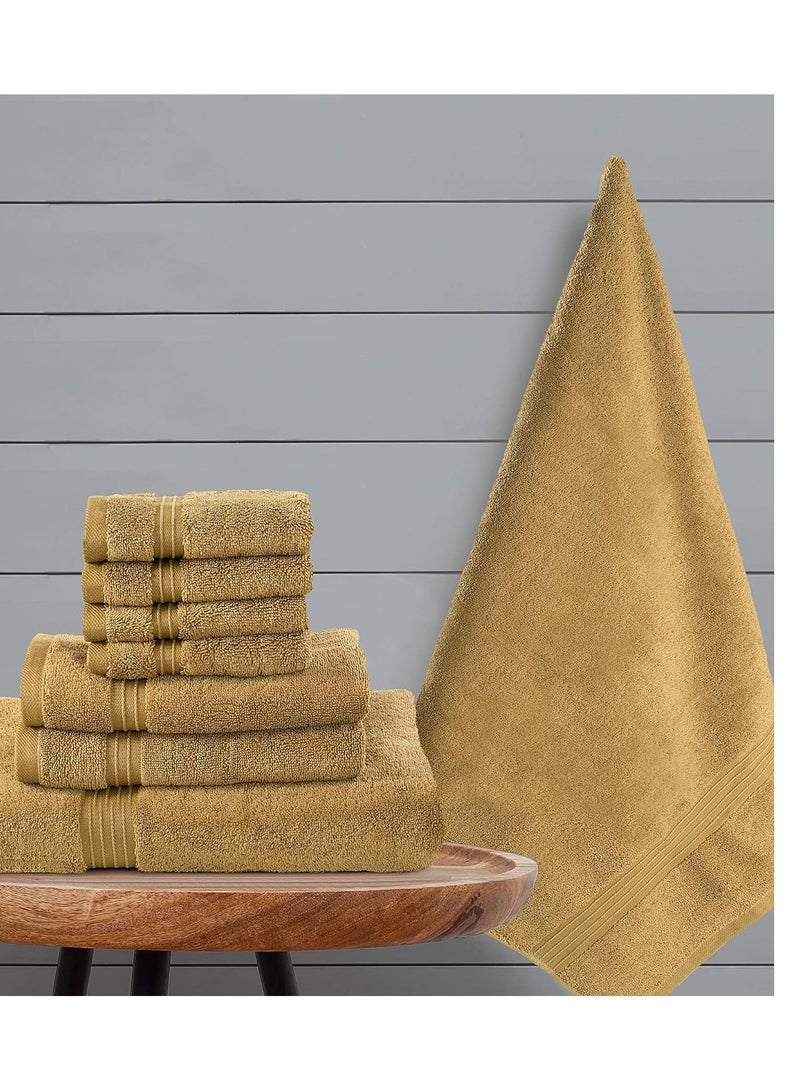 BLISS CASA 8 PIECE HIGHLY ABSORBENT 600 GSM HOTEL QUALITY TOWEL SET BEIGE