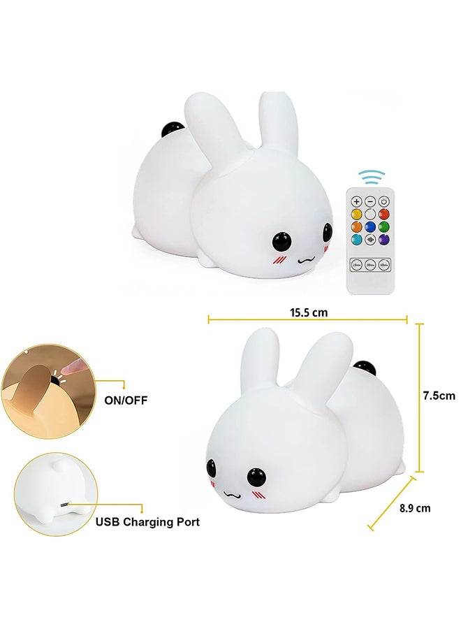 Bunny Night Light for Kids Bedroom, Cute Rabbit Lamp Baby Nursery Nightlight 9 Colors Changing Soft Silicone LED Lights with Remote Control