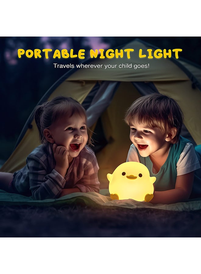 Duck Night Light for Kids,Soft Silicone Cute Night Lamp for Kids Room,Touch Control Dimming,USB Rechargeable Portable Night Light