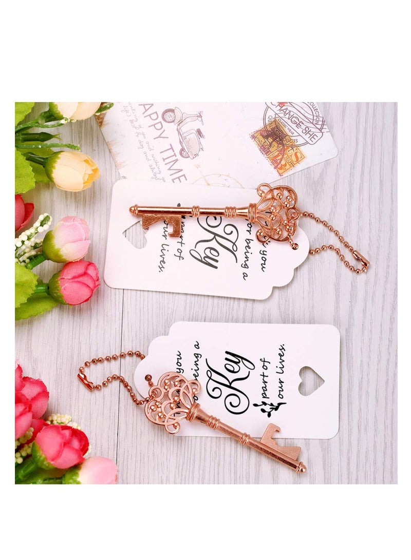 Key Bottle Openers, 50 Set Vintage Key Bottle Opener With Escort Card Tag And Key Chains, For Party And Festival Souvenir Gift (Rose Gold)