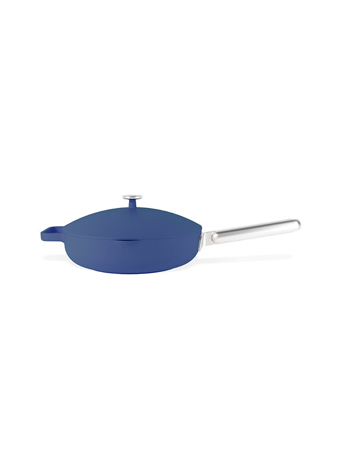 Nutricook One Pan 26cm, Cast Aluminum, w/Self-Basting Lid, Steamer Basket, Silicone Spatula, Ceramic Non-stick Coating, Oven Safe, Induction Safe, Designed in California, NC-OP126B , Blue