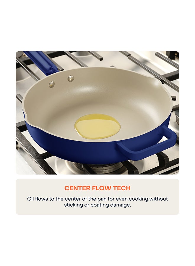 Cast Aluminum, w/Self-Basting Lid, Steamer Basket, Silicone Spatula, Ceramic Non-stick Coating, Oven Safe, Induction Safe, Designed in California, NC-OP126B, Blue