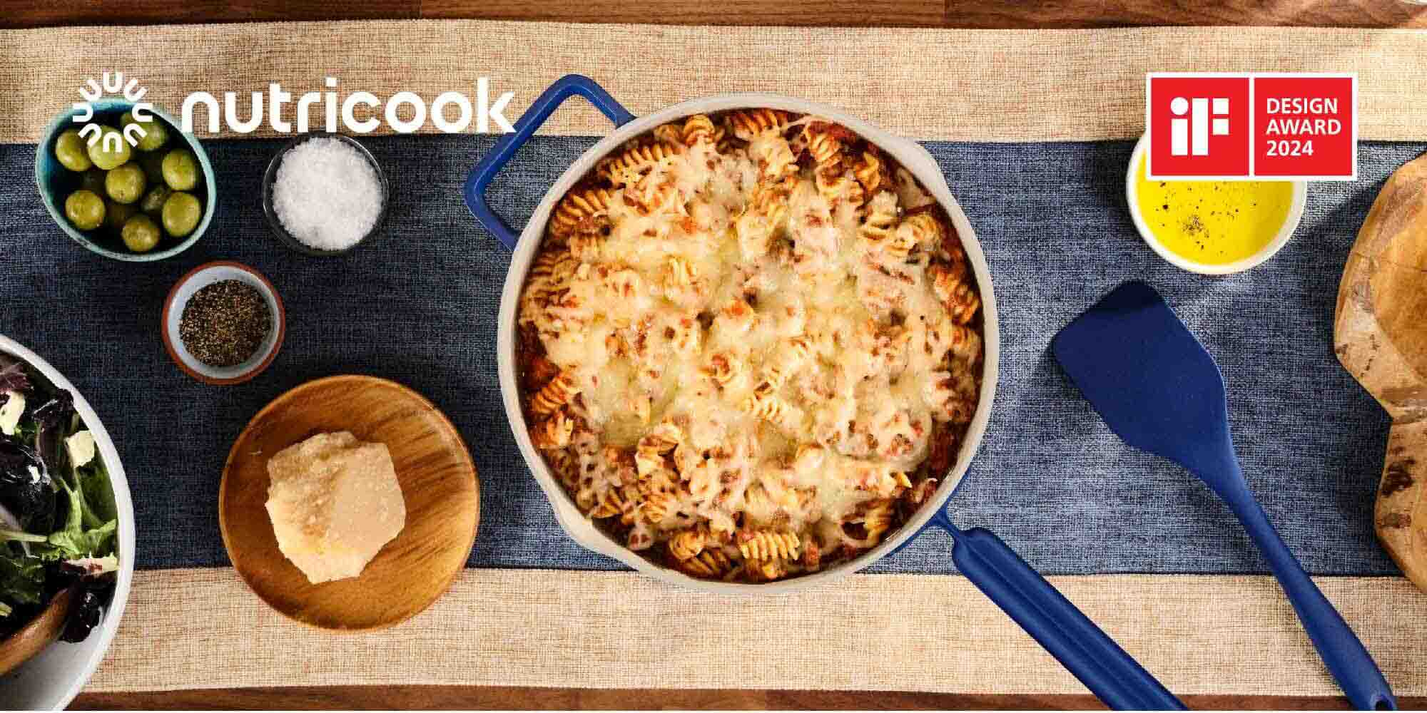 Cast Aluminum, w/Self-Basting Lid, Steamer Basket, Silicone Spatula, Ceramic Non-stick Coating, Oven Safe, Induction Safe, Designed in California, NC-OP126B, Blue