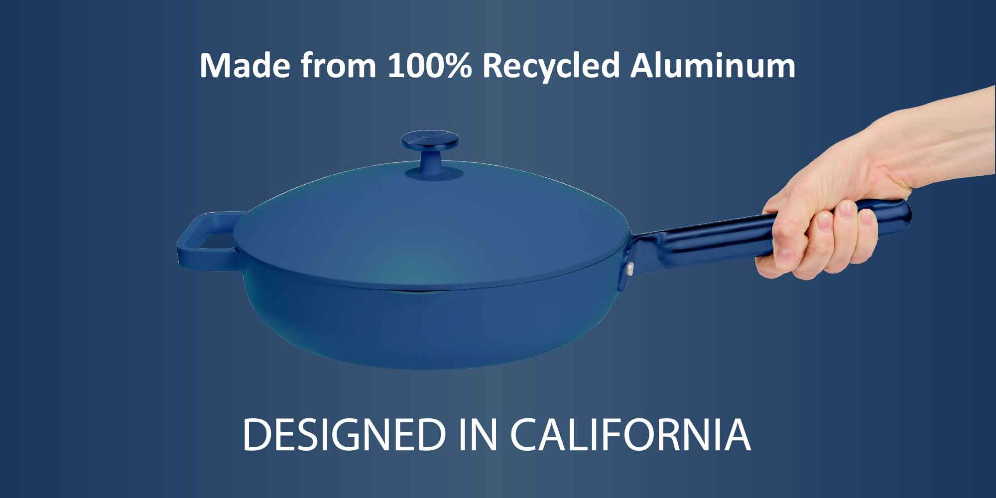 Cast Aluminum, w/Self-Basting Lid, Steamer Basket, Silicone Spatula, Ceramic Non-stick Coating, Oven Safe, Induction Safe, Designed in California, NC-OP126B, Blue