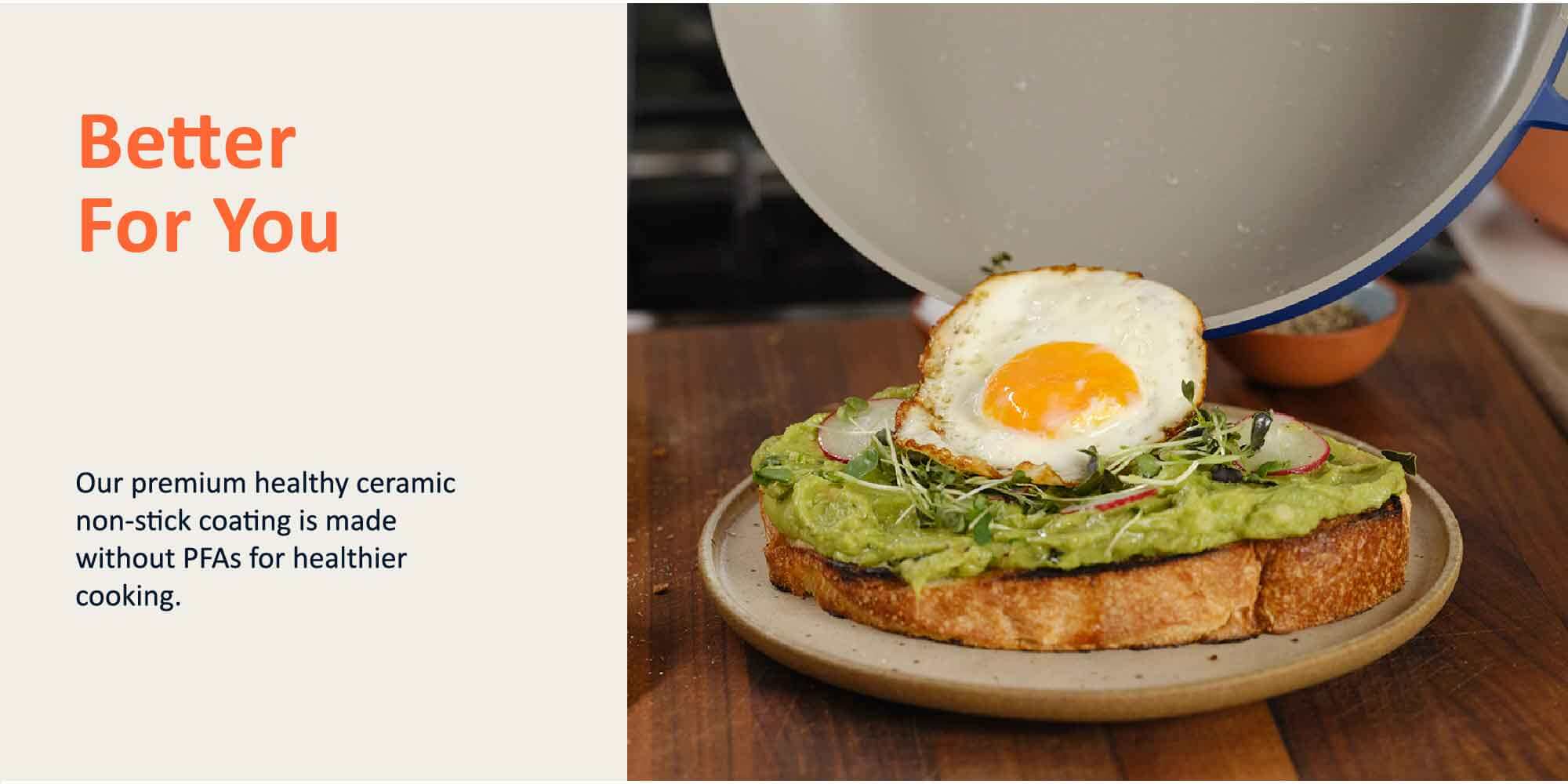 Cast Aluminum, w/Self-Basting Lid, Steamer Basket, Silicone Spatula, Ceramic Non-stick Coating, Oven Safe, Induction Safe, Designed in California, NC-OP126B, Blue