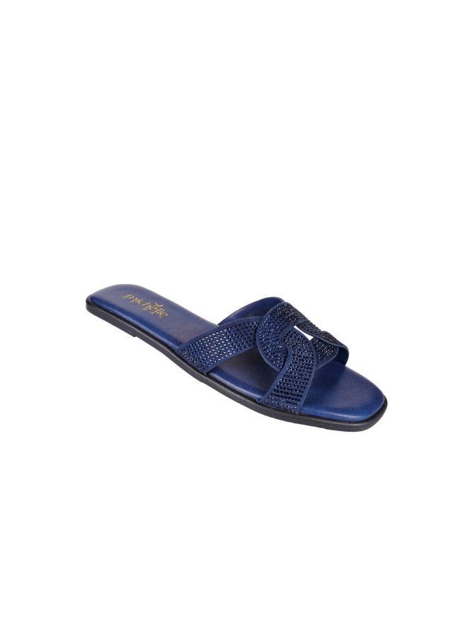 092-2772 Michelle Morgan Ladies Flat Heel Sandals 114RC10B Navy