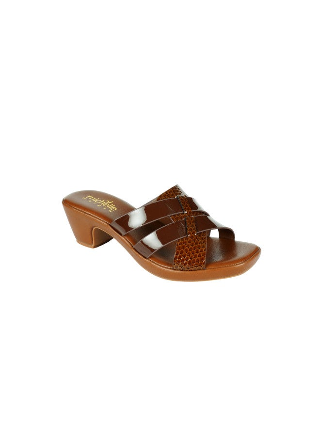 092-2815 Michelle Morgan Ladies Block Heel Sandals 314ZD12C Brown