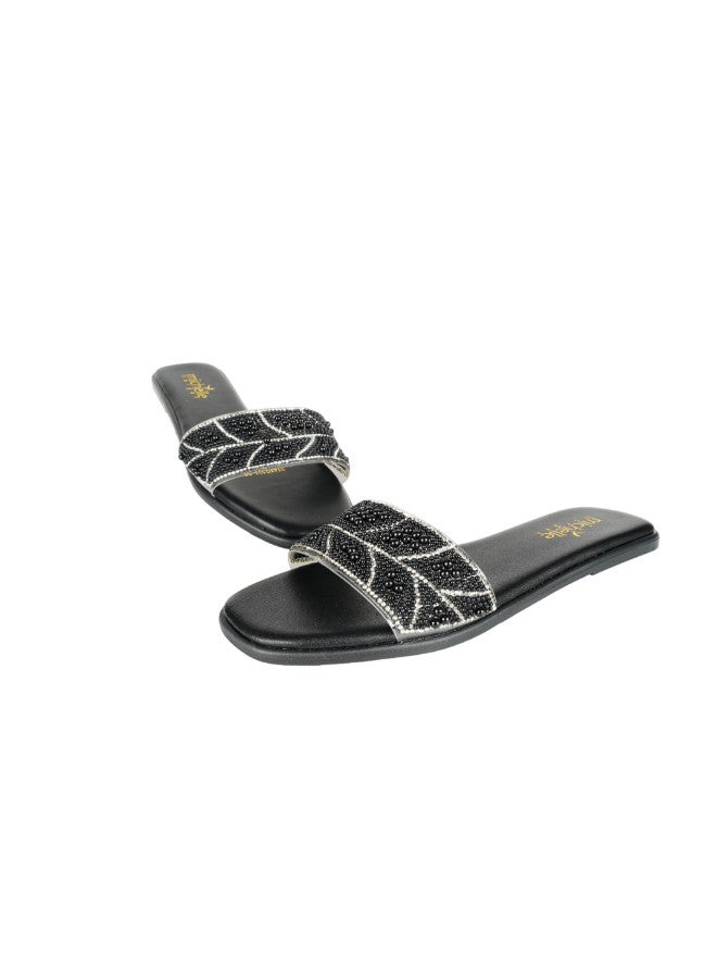 092-2783 Michelle Morgan Ladies Flat Heel Sandals 314XG101 Black