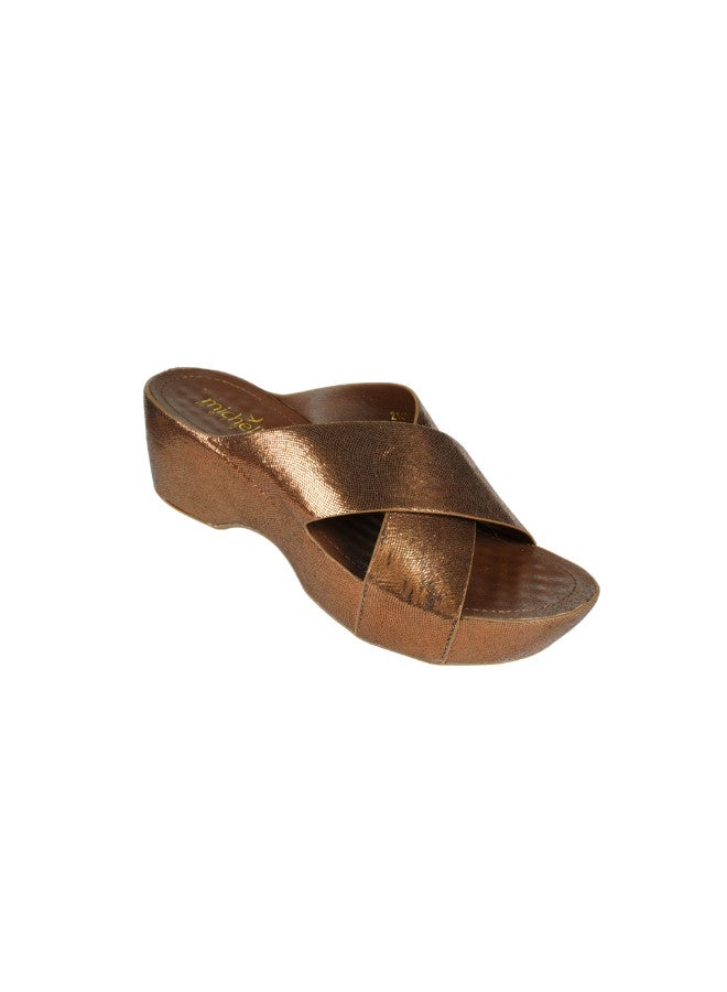 092-2763 Michelle Morgan Ladies Wedge Heel Sandals 214RJ955 Brown