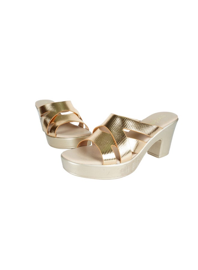 092-2749 Michelle Morgan Ladies Block Heel Sandals 314RJ855 Gold