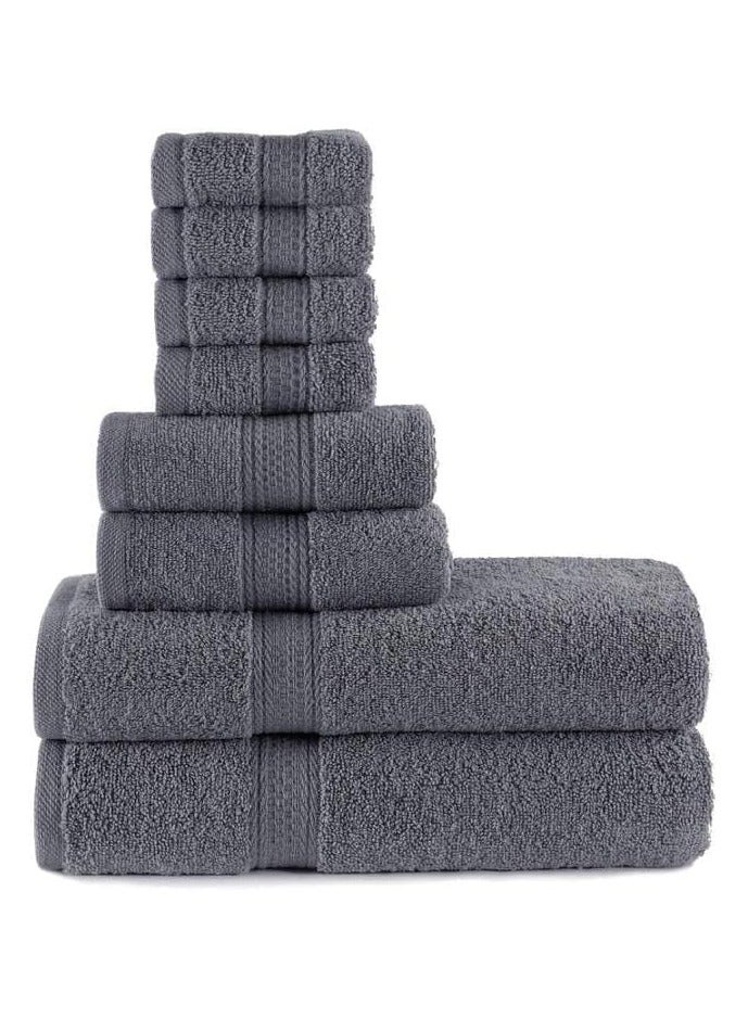 8 PIECE TOWEL SET GREY HOTEL QUALITY COMBED COTTON