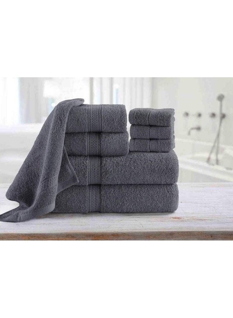 8 PIECE TOWEL SET GREY HOTEL QUALITY COMBED COTTON