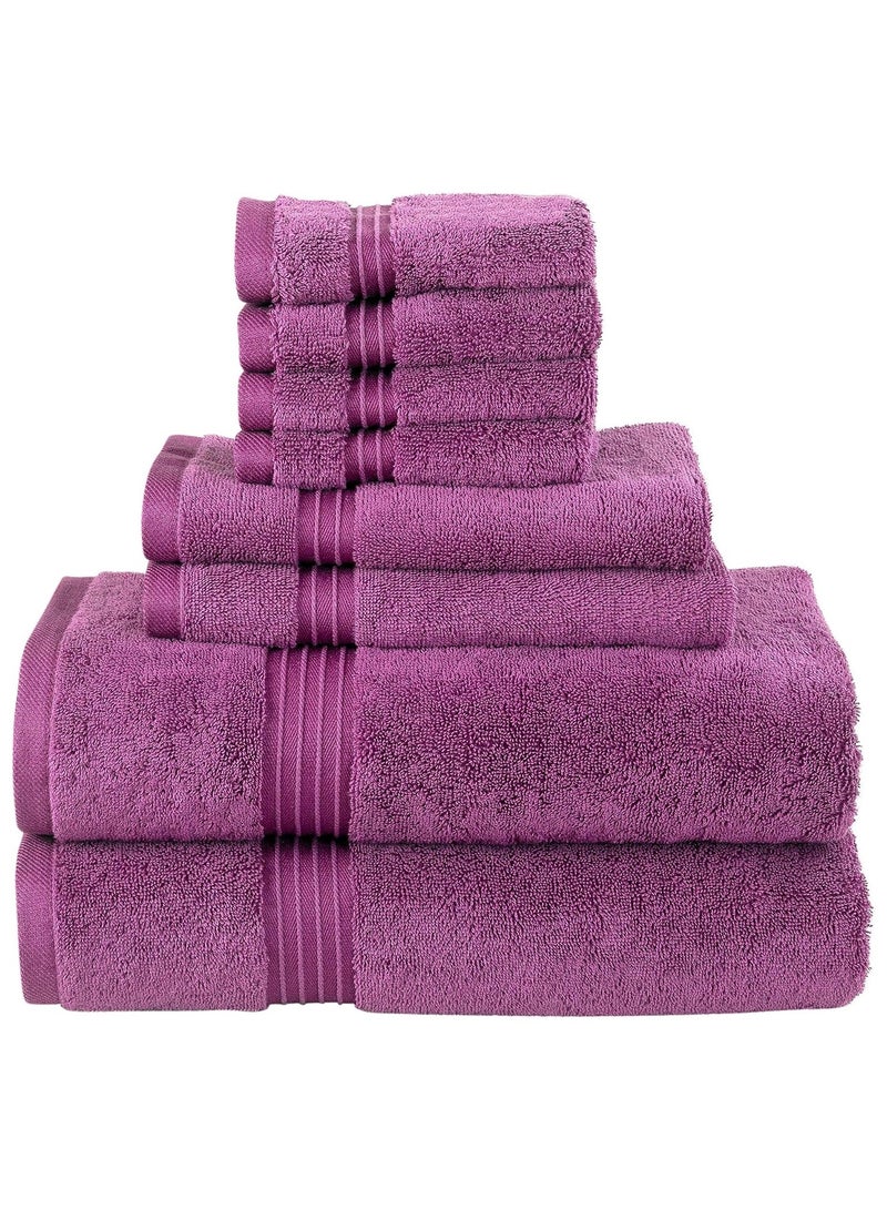 BLISS CASA 8 PIECE COMBED COTTON HOTEL QUALITY TOWEL SET PURPLE