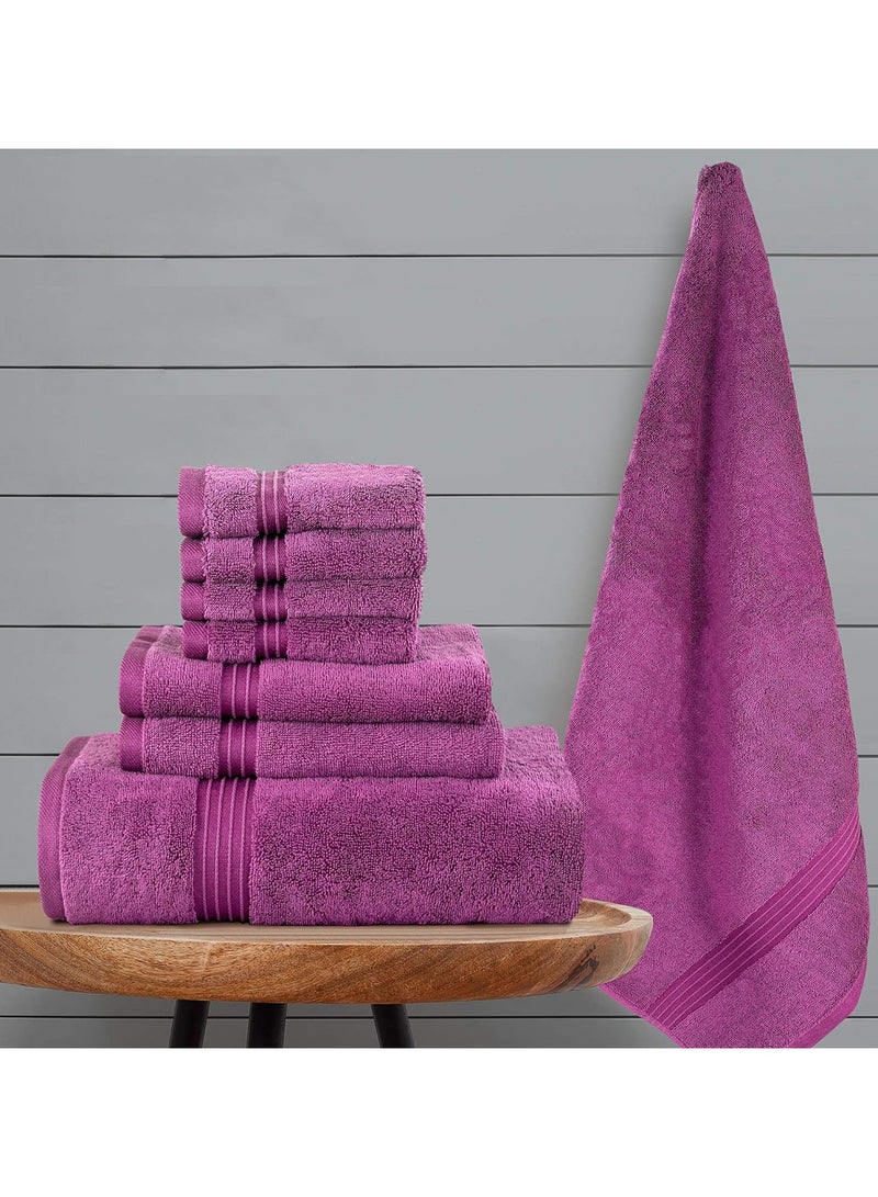 BLISS CASA 8 PIECE COMBED COTTON HOTEL QUALITY TOWEL SET PURPLE