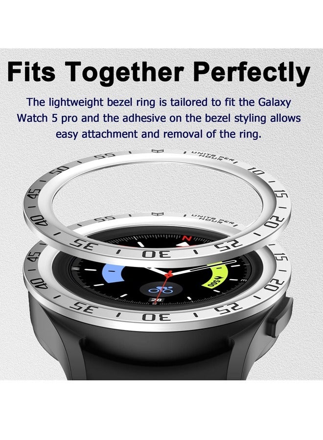 Bezel Loop Compatible for Samsung Watch 5 Pro Bezel Ring, Stainless Steel Anti Scratch Adhesive Frame Lightweight Watch Bezel Cover for Galaxy Watch 5 Pro 45mm