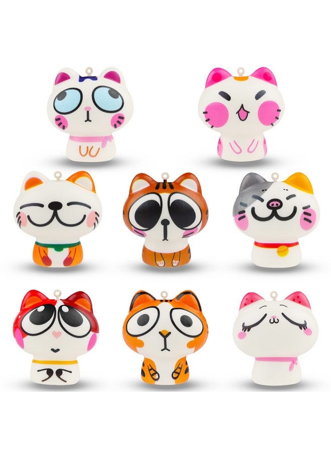 8Pcs Squishies Toys Cat Slow Rising Squishies Keychain For Backpack Mini Kawaii Animals Squeeze Toys Fidget Toy Pack For Boys Girls Classroom Prizes And Party Favors Gift