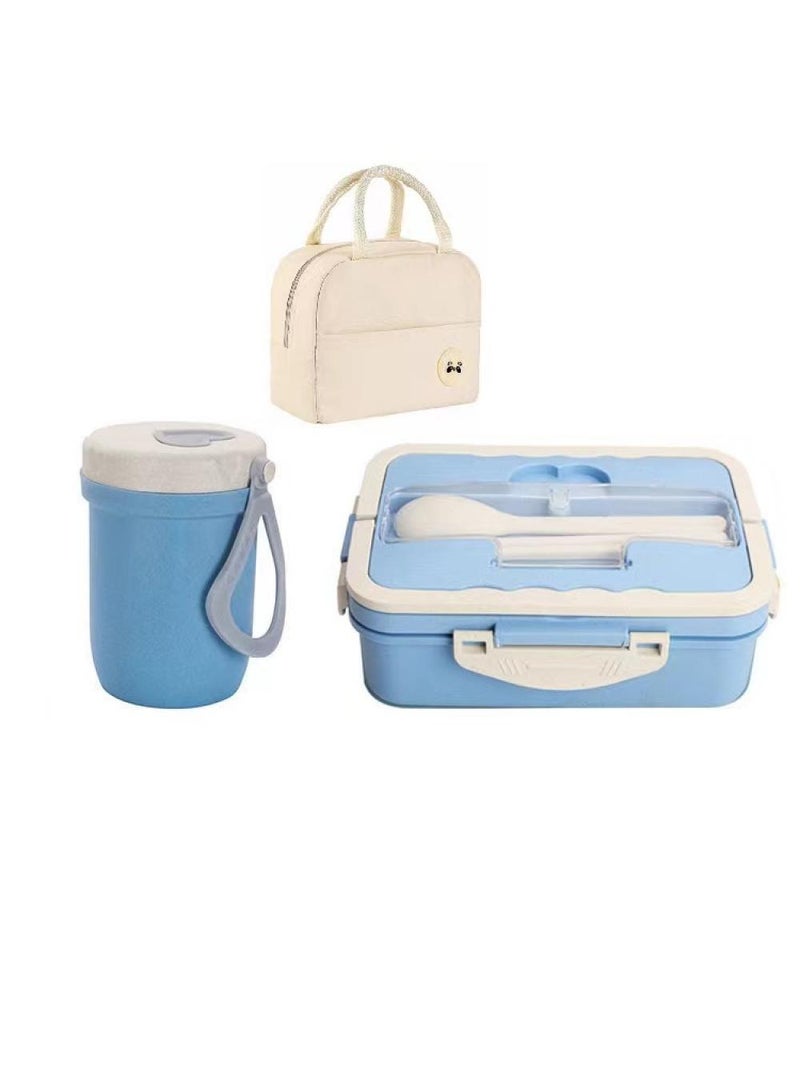 3-piece Portable Sealed Compartment Lunch Box Set