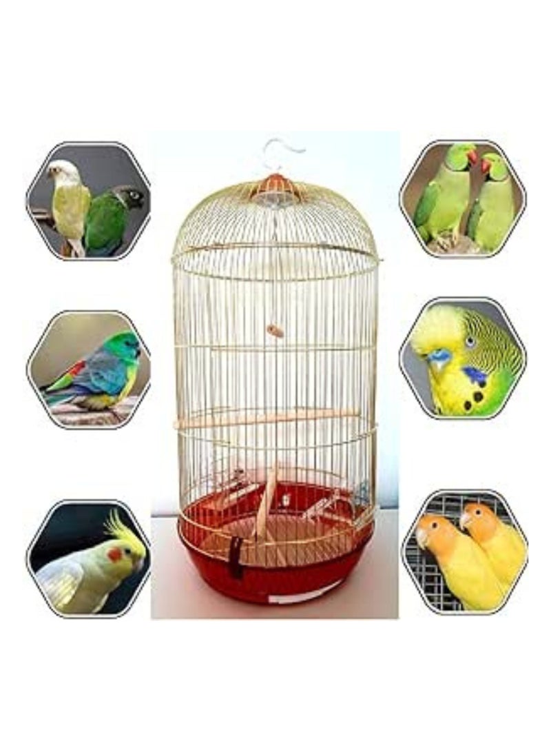 Bird Cage Golden Large Food Container Swing and Wood Stick Suitable for Small and Medium Parrots Such as Conure Parakeet Budgerigar Fischer Lovebird Cockatiel Canary Gold Finch