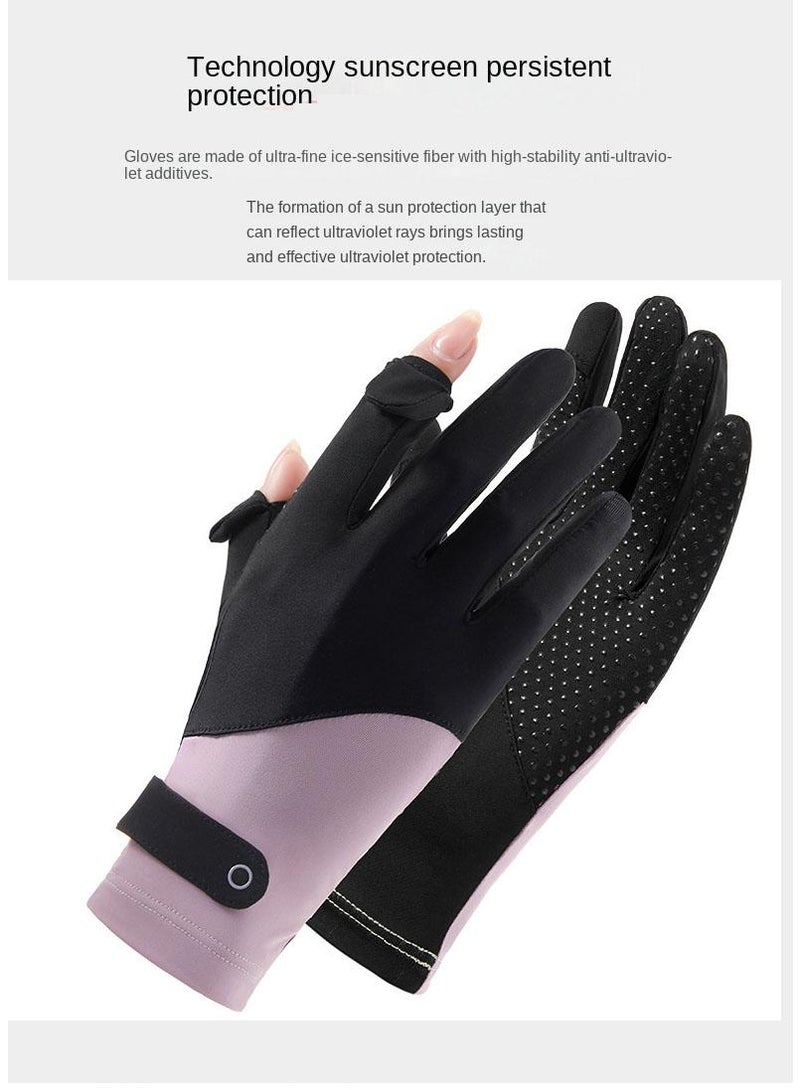 Women's Cool Outdoor Sunscreen Breathable Non-slip Sports Cycling Ice Silk Gloves