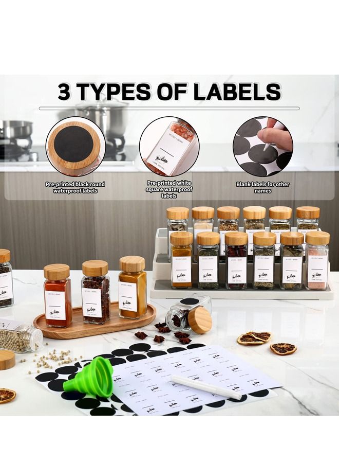 24 Pack Glass Jars with Bamboo Lids, 120ml Airtight Spice Jars Set with Extra Labels and Pen, for Dry Food Canisters, Spice, Coffee, Beans, Candy, Nuts, Herbs