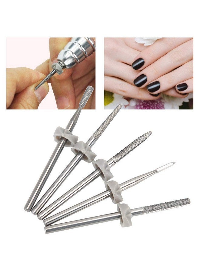Nail Drill Bits Set 5Pcs Tungsten Steel Nail Art Grinding Polishing Head Dead Skin Removal Nail Drill Bits Set For Acrylic Gel Nails Acrylic Nail Art Tools For Manicure Pedicure Home Salon Use