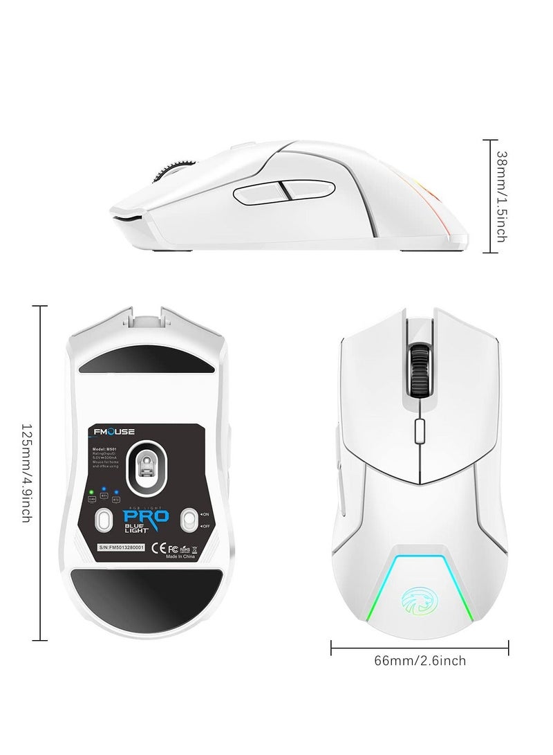 Wireless Gaming Mouse, Ergonomic Bluetooth Mouse with Tri-Mode & RGB Backlit, 4 Gears DPI Adjustable, 1000HZ Rate of Return, Macro Editing Programmable Game Mice for Pc Computer Laptop