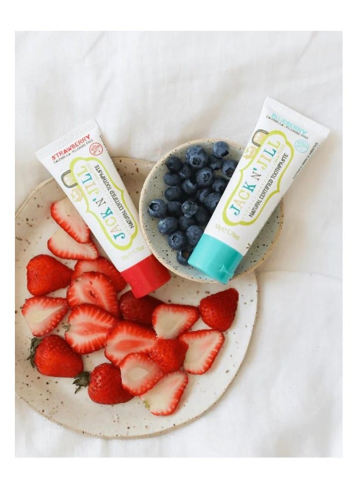 Natural Certified Toothpaste Strawberry & Blueberry Flavour, Made with Natural Ingredients 50g x 2(Pack of 2)