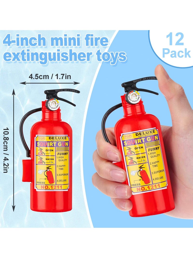 12Pack Fire Extinguisher Toys Mini Water Firemen Squirter Squirt Gun for Kids Teens Adults Summer Outdoor Games Birthday Swimming Pool Party Favors (4.2Inch)