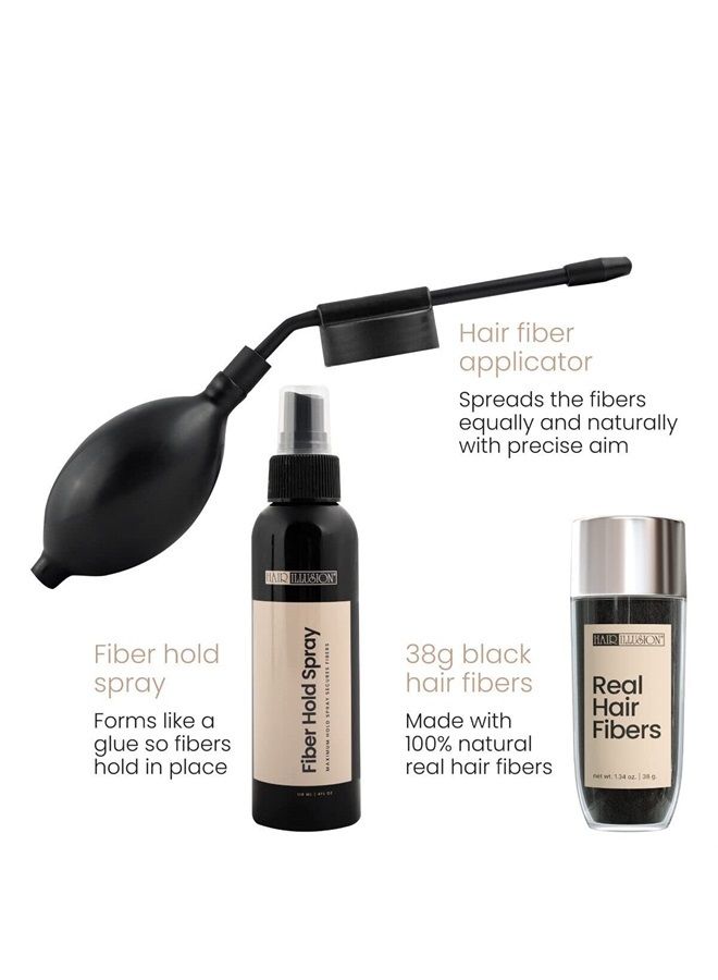 Combo Kit - Hold Spray, 38g Hair Fiber Bottle, Applicator & Hairline Optimizer (Brown)