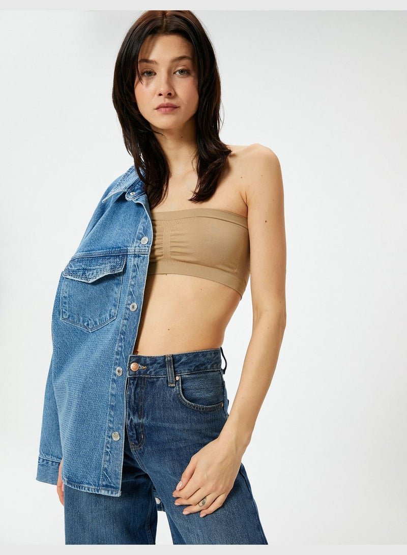 Ribbed Strapless Crop Tank Top