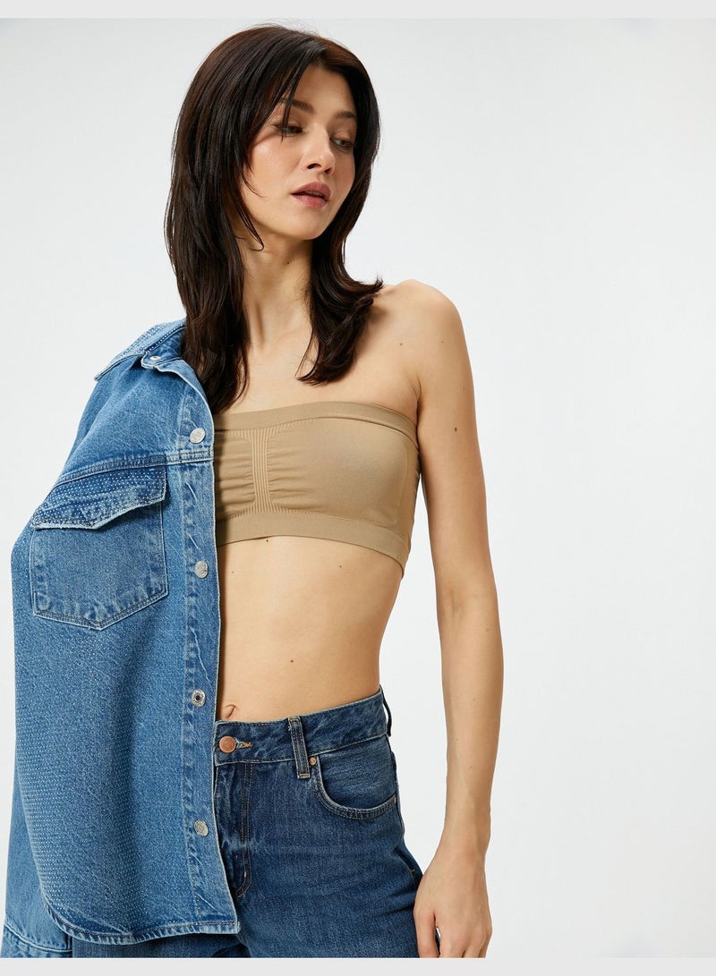 Ribbed Strapless Crop Tank Top