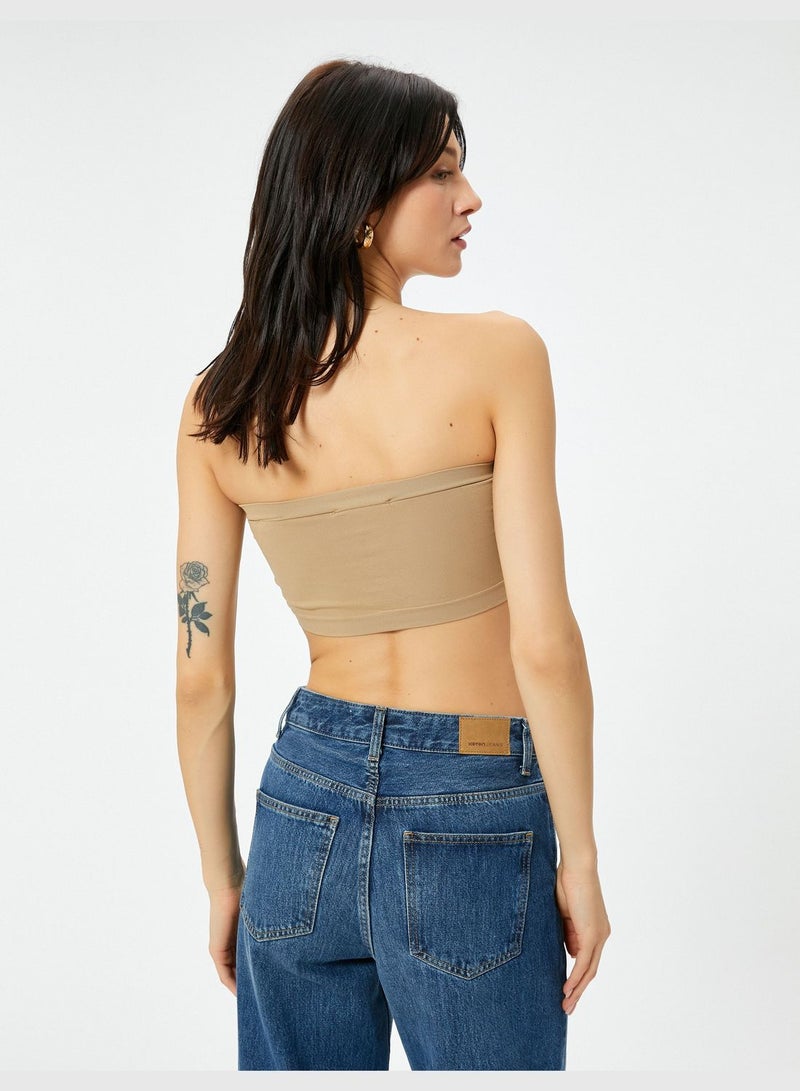 Ribbed Strapless Crop Tank Top