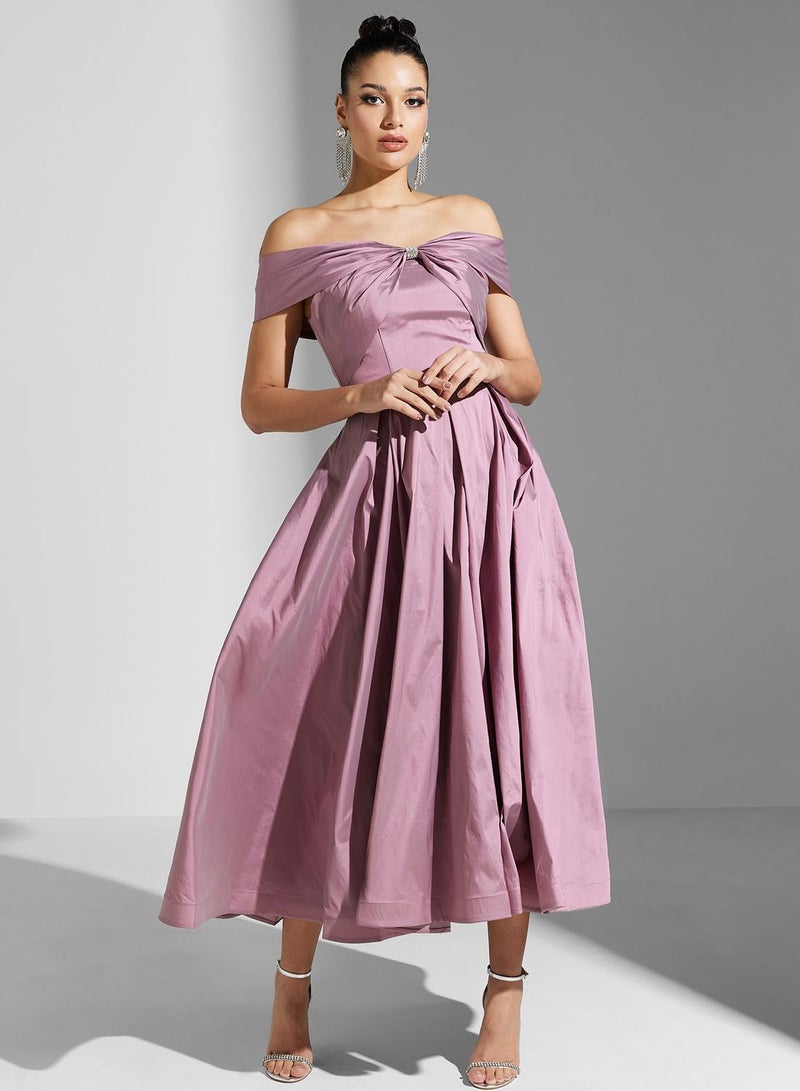 Bardot Embellished Tiered Dress