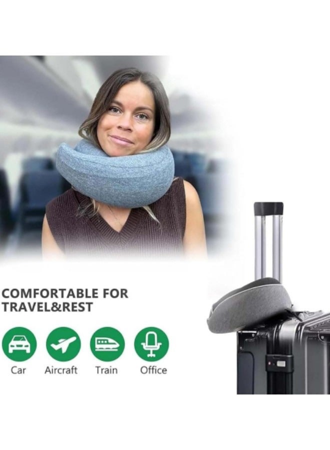 Travel Pillow, Memory Foam Neck Pillow, U Shape Plus Travel Pillow Ergonomic Design Full Neck Surround Pillow Black
