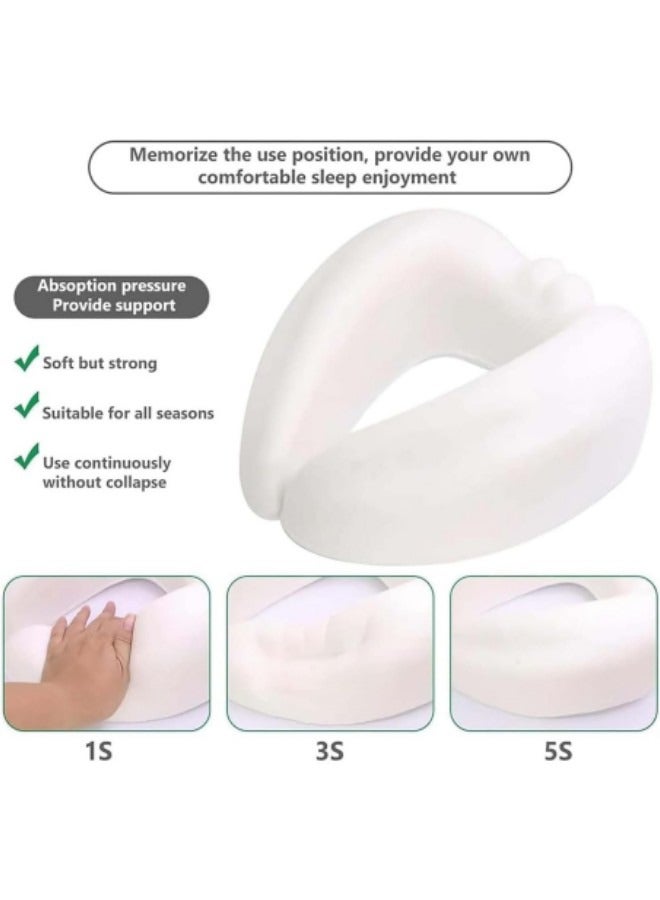 Travel Pillow, Memory Foam Neck Pillow, U Shape Plus Travel Pillow Ergonomic Design Full Neck Surround Pillow Black