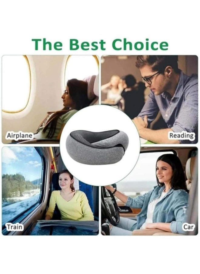 Travel Pillow, Memory Foam Neck Pillow, U Shape Plus Travel Pillow Ergonomic Design Full Neck Surround Pillow Black