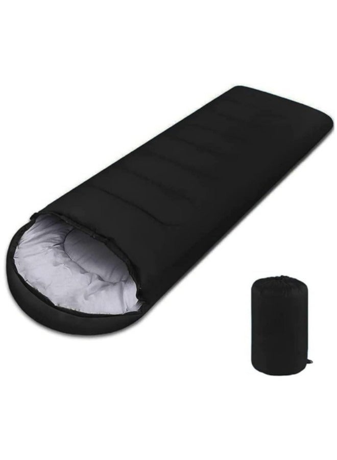Sleeping Bags Camping with Compression Sack, Ultralight Backpacking Sleeping Bags with Zipper, Suitable for Warm & Cold Weather for Hiking, Traveling, Outdoor Adventure Black