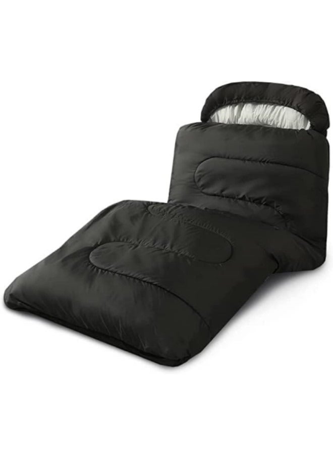 Sleeping Bags Camping with Compression Sack, Ultralight Backpacking Sleeping Bags with Zipper, Suitable for Warm & Cold Weather for Hiking, Traveling, Outdoor Adventure Black