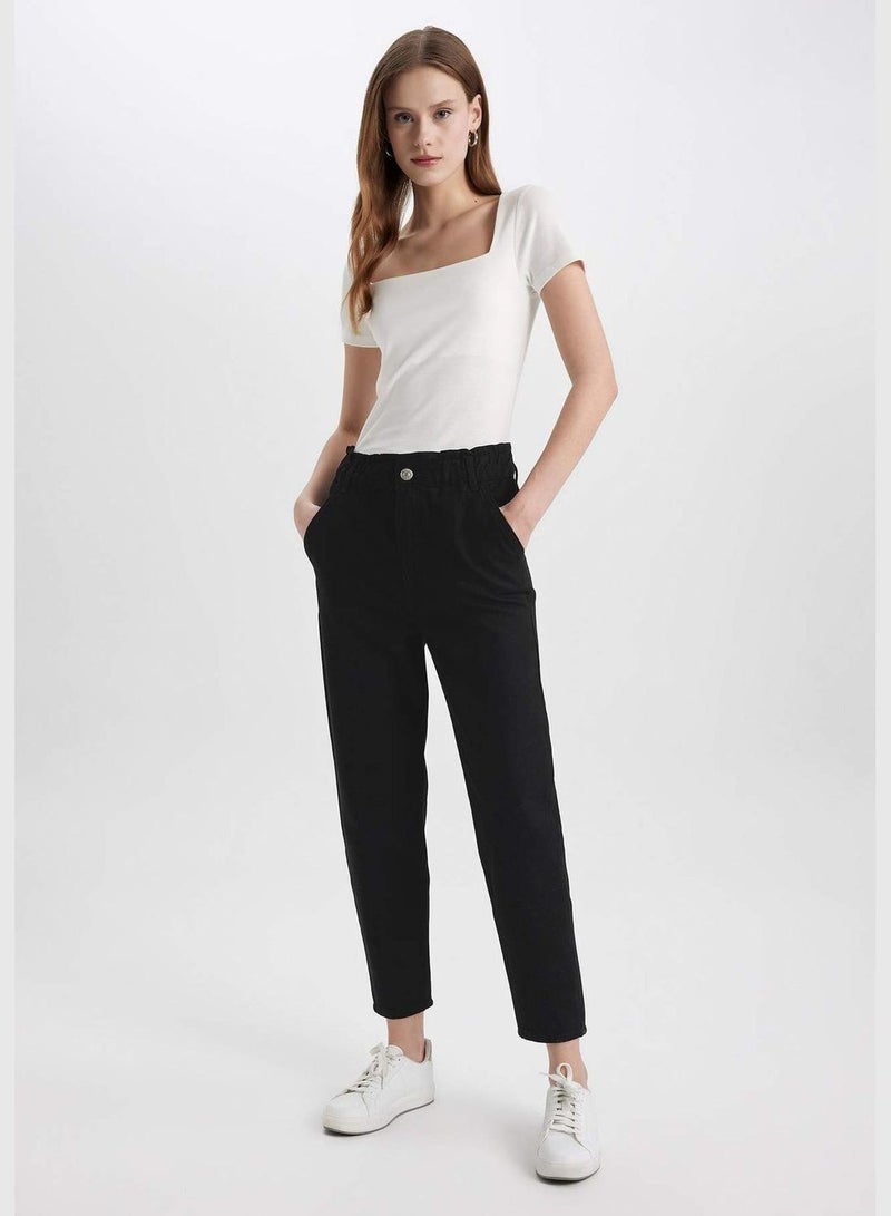 Paperbag Fit With Pockets Gabardine Trousers