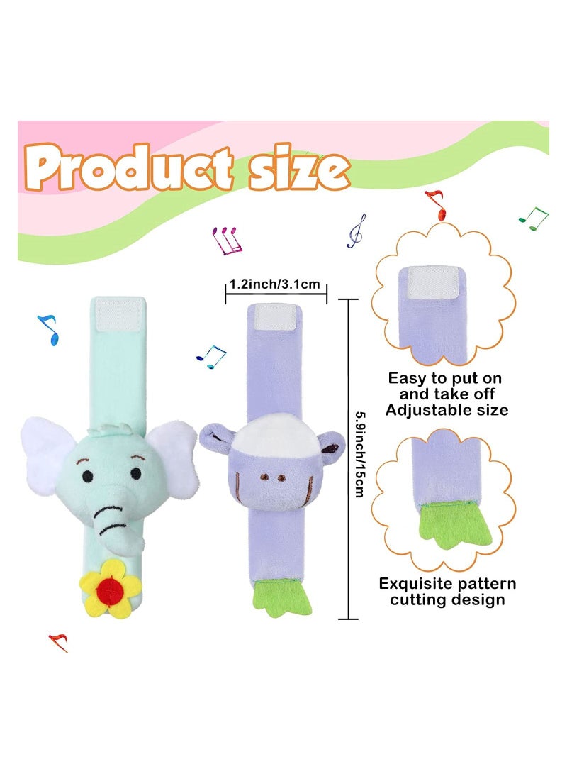 4 Designs Baby Soft Rattle Infant Wrists and Foot Rattles Finders Socks Set Hand Arm Ring Feet Ankle Wear for Newborn Boys & Girls