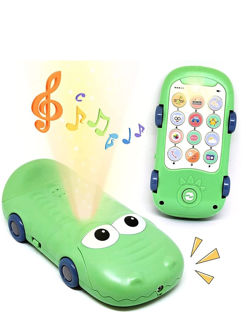 Musical Toy, Baby Cell Phone Toys, My First Learning Crocodile Dancing Car with Star Lights Music, Boy 18 Month Early Education, Birthday Gift for 1 2 3 Year Old Kid Toddler